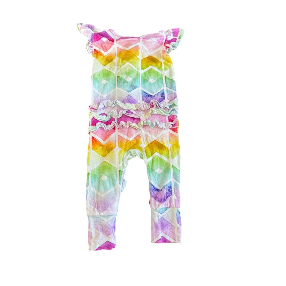 Bums and Roses Color My World Short-Sleeve Ruffle Romper 3-6 Months - Picture 2 of 2